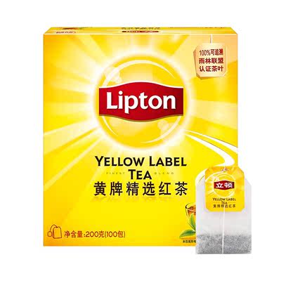 立顿/Lipton 黄牌精选红茶 袋泡茶叶茶包 200G/盒 新老包装随机