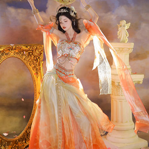 敦煌飞天汉服女【锦鲤】民族风夏季异域风情刺绣西域风汉元素套装