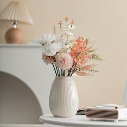 Simple Modern Cream-Style Fresh Flower Water-Cultured Ceramic Vase, High-End Light Luxury Ornament for Living Room and Dining Table Flower Arrangement Decoration