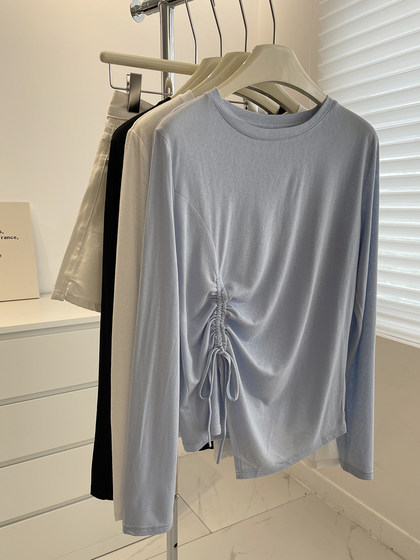 
Irregular wrinkles~Light and breathable facial mask for women! Summer comfortable, slightly translucent and cool pullover long-sleeved sun protection blouse