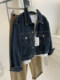 Retro blue dark short denim jacket for women! Autumn versatile loose and slim casual jacket top