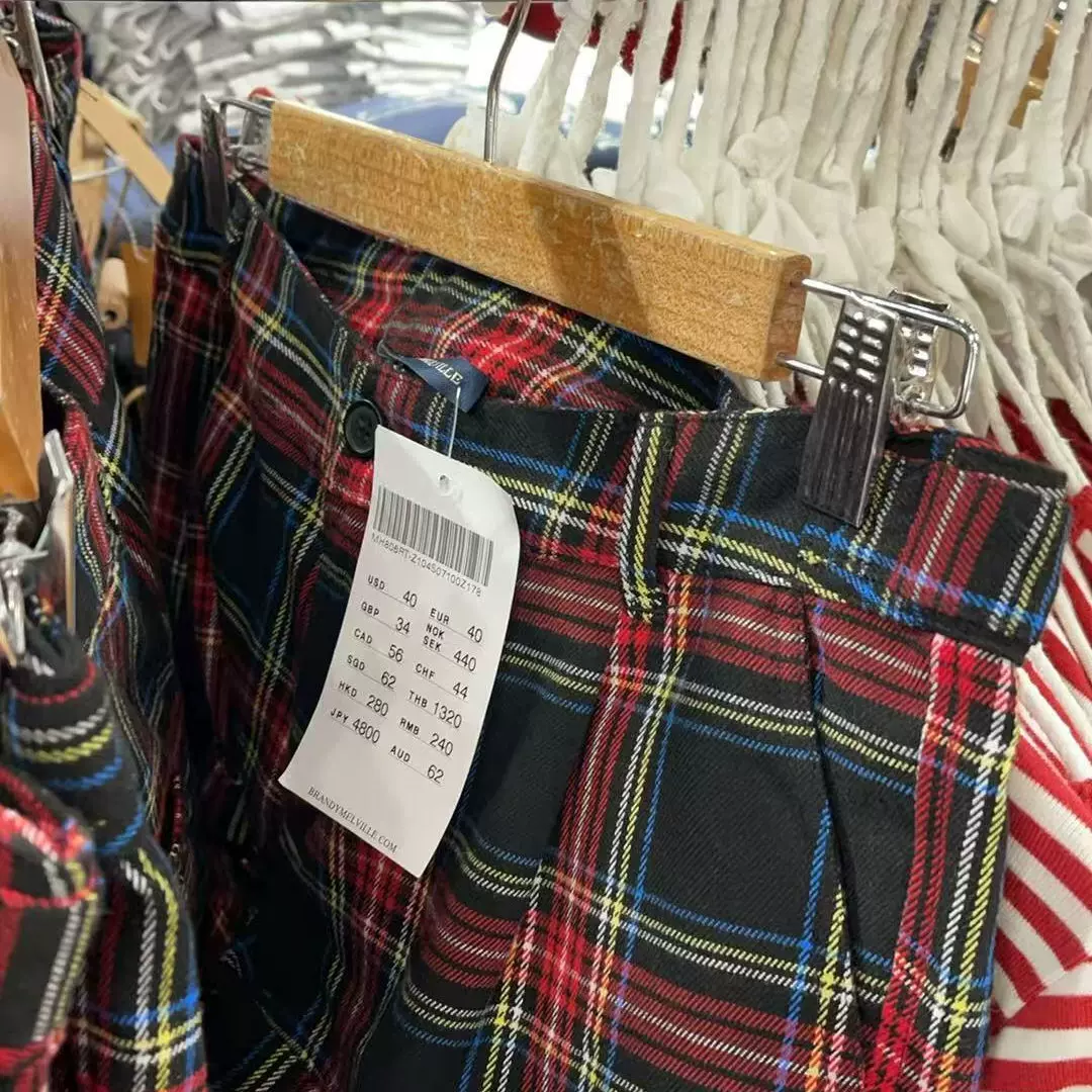 Brandy bm美式辣妹休闲英伦红格子短裤女夏季新款低腰显瘦热裤潮