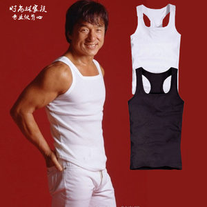
Jackie Chan and Bruce Lee's same style fitness vest men's I-shaped pure cotton square collar low-cut one-line sports elastic quick-drying summer