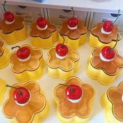 Vintage Pudding Ornament Jewelry Box Desktop Storage Box Tea Dessert Showa Pudding Ornament Jewelry Box