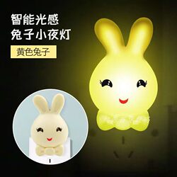 Kainuo Led Cartoon Rabbit Night Light with Light Sensor Plug-In Switch for Girls' Sleep, Baby Bedside Energy-Saving Lamp