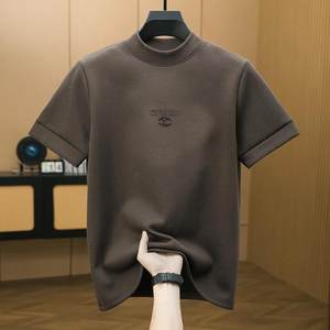 25 early autumn short-sleeved T-shirt for men's base shirt with half-sleeved top for men's light luxury casual versatile fashion simple