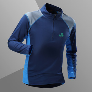 
Spring and Autumn Outdoor Sports Running Long Sleeve Quick Dry T-shirt Men's Elastic Breathable Standing Collar Hiking Mountain Climbing Spliced ​​Quick Dry Clothes