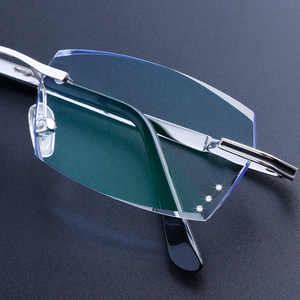 
Myopia glasses frame men's frameless men's edge cut glasses frame color change flat light ultra light finished glasses anti-blue light