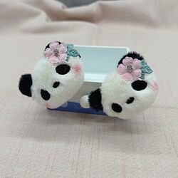 Panda Huahua Hairpin Doll Hair Tie Cute Cartoon Plush Hair Accessory Side Clip Clothing Bag Decoration Accessory