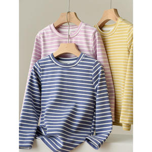 
Special children's pure cotton striped long-sleeved T-shirt boys and girls round neck basic elastic bottoming shirt spring and autumn styles