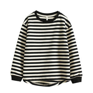 
Special children's pure cotton striped T-shirt, round neck, long sleeve, bottoming shirt for boys and girls, versatile spring and autumn children's clothing