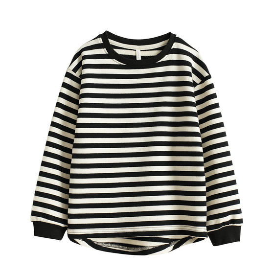 
Special children's pure cotton striped T-shirt, round neck, long sleeve, bottoming shirt for boys and girls, versatile spring and autumn children's clothing