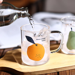Original Fruit-Themed Heat-Resistant Glass Cup with Handle, Suitable for Drinking Water, Milk, Beer, Coffee, and Commercial Use