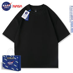 Nasa Co-Branded New 2024 Solid Color Unisex Short-Sleeve T-Shirt, Pure Cotton, Loose Fit, Summer Five-Quarter Sleeve, Korean Style Base Layer