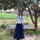Qiuyu moment versatile loose denim midi skirt