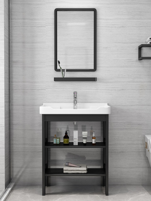 Space aluminum landing -type facial washing basin toilet simple wash basin home small apartment bathroom bathroom cabinet combination
