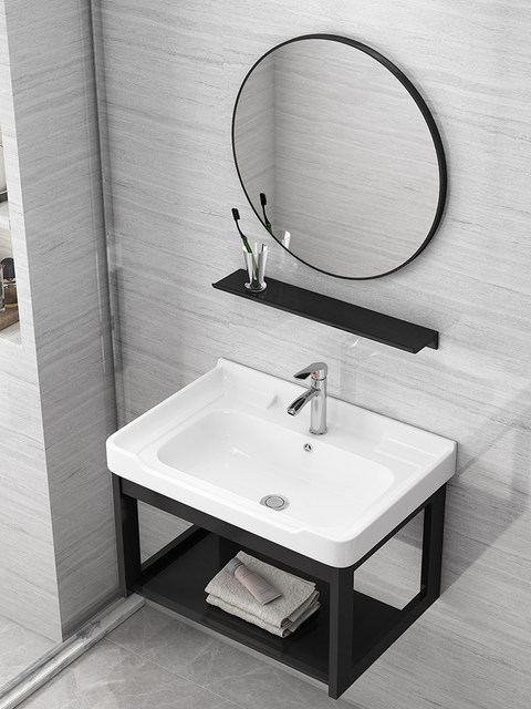 Space aluminum landing -type facial washing basin toilet simple wash basin home small apartment bathroom bathroom cabinet combination
