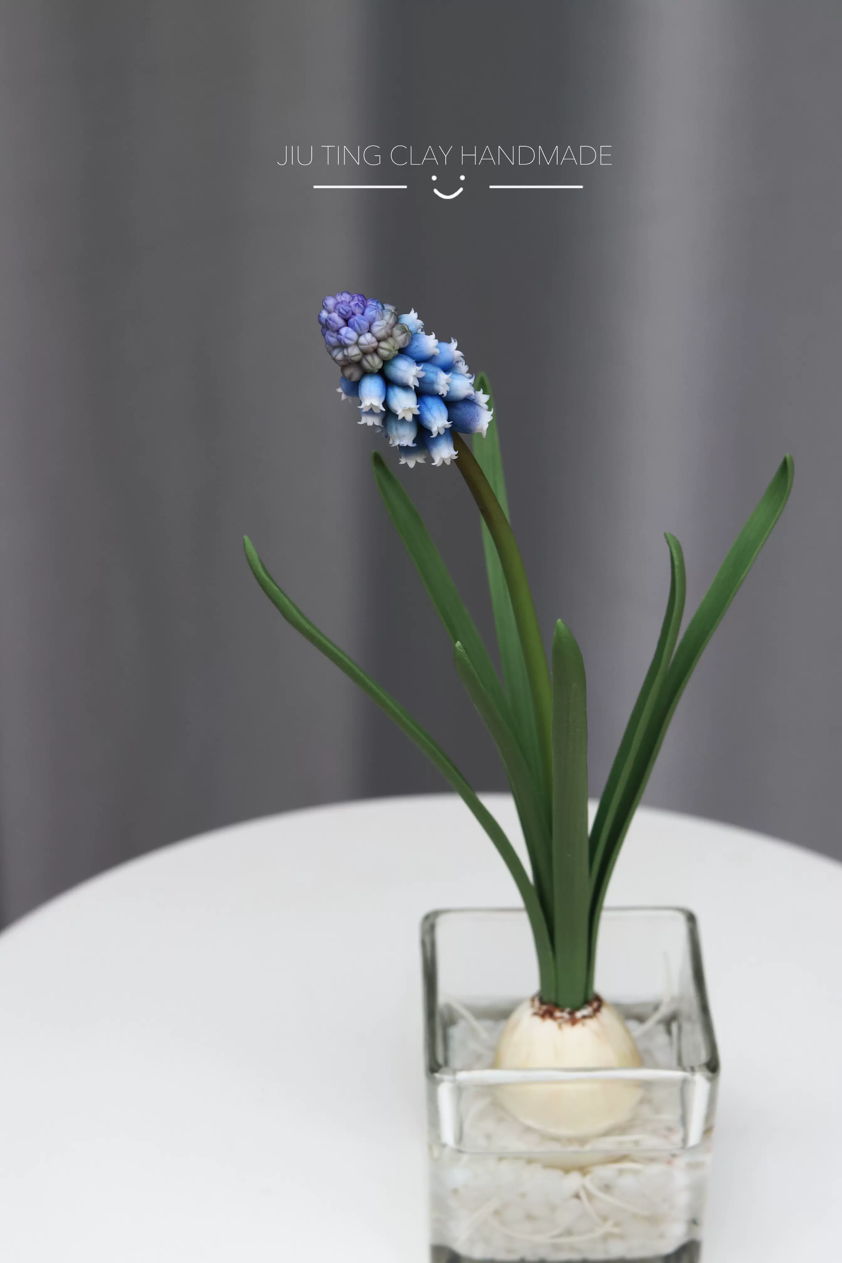 纯手工树脂粘土冷瓷土仿真花葡萄风信子成品装饰定制摆件插