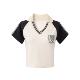 American retro v-neck contrasting color rag-shoulder short-sleeved T-shirt for women's summer high waist slim navel exposed short polo shirt hot girl top