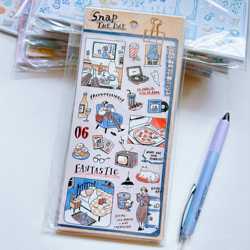 Japanese Mindwave Easy Daily Life Series Stickers Cute Girl Coffee Sunset Furniture Dog