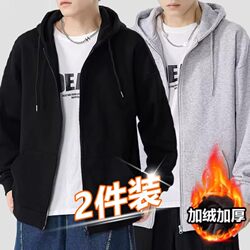 Men's Autumn and Winter Trendy Brand Heavyweight Hooded Casual Fleece-Lined Warm Jacket, Originally Sold at a Boutique