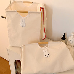Cute Rabbit Fabric Laundry Basket, Large Capacity, Foldable Dirty Clothes Storage Basket, Student Dormitory Laundry Basket