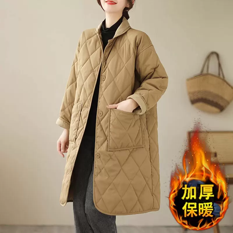 华来阿玛施特品牌2023年棉服女中长款冬季爆款大码宽松夹棉加厚棉-Taobao