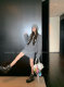 WENWAN gray loose round neck pullover sweater + high-waisted slim knitted skirt
