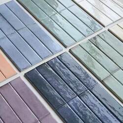 Colorful Long Strip Ceramic Handmade Tiles Bathroom Tiles Bar Counter Background Catering Homestay Hotel Bathroom Decoration Wall Tiles