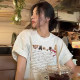 Short-sleeved T-shirt for women 2025 new pure cotton summer gray loose round neck top niche design sense girls T-shirt