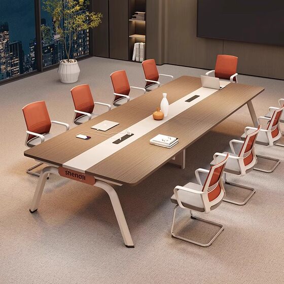 
Large office conference table long table modern simple conference room table and chair combination long table negotiation employee training table
