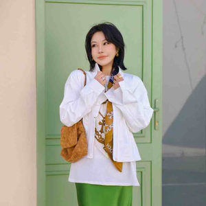 
PENNYPENG Wilderness on the Clouds Pure White Minimalist Series Cotton Stand-up Collar Three-dimensional Drop Shoulder Relaxed Short Jacket