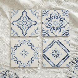 Blue and White Porcelain Retro Tiles French-Style Artistic Tiles Kitchen Bathroom Textured Wall and Floor Tiles