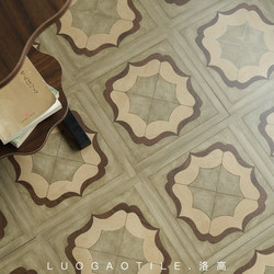 Retro Artistic Mosaic Tiles with Wood Grain Edges and Geometric Patterns, Popular Floor Decoration Tiles for Homestays and Hotels