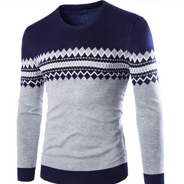 Autumn and winter men's Chinese style round neck sweater sweater youth ...