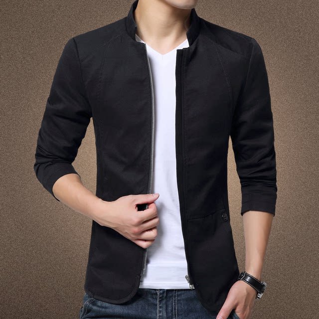 Spring and autumn men's pure cotton knitted jacket Korean style youth ...