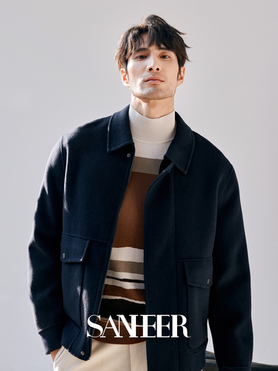 Sanheer Men's Wool Tweed Jacket - Winter Warm Double-Faced Coat