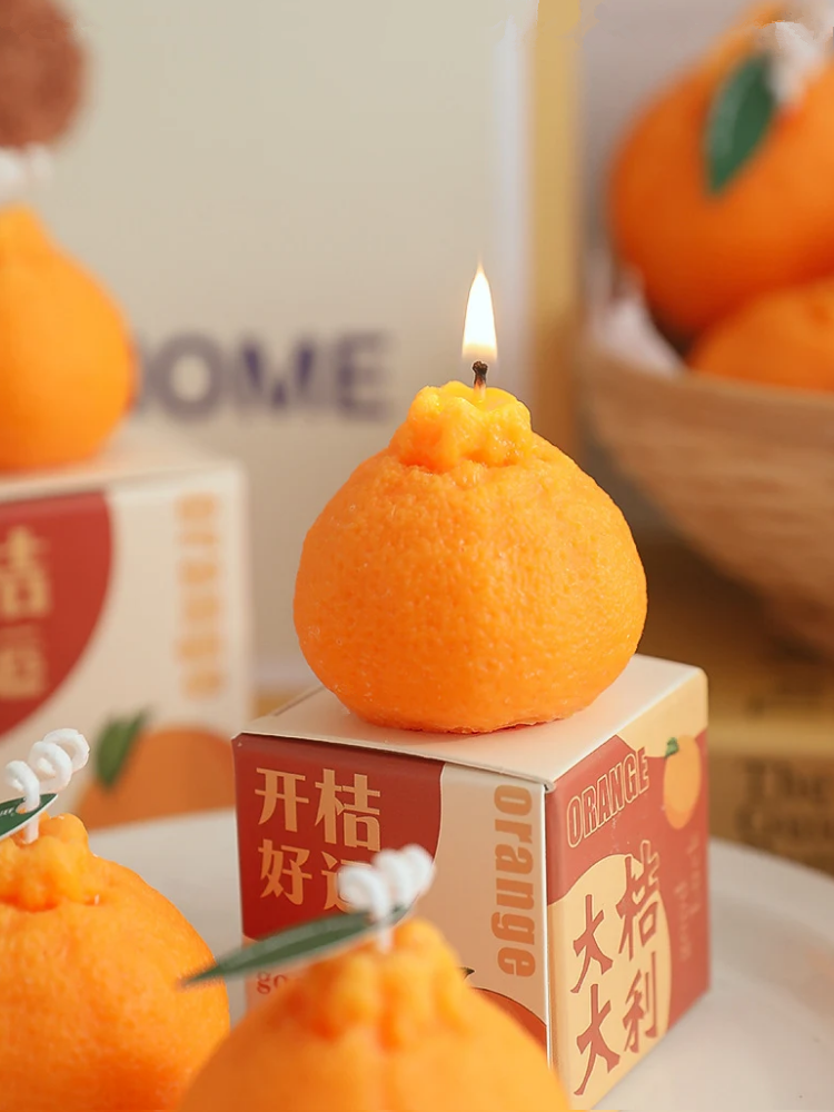 フルーツ香りのアロマキャンドル - 無煙、丸型デザイン