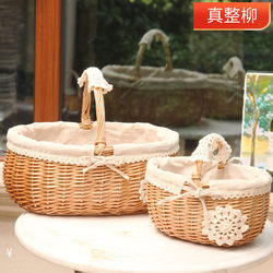 Rattan Storage Basket, Shopping Basket, Small Flower Basket, Gift Basket, Wicker Fruit Basket, Portable Grocery Basket, Country Style