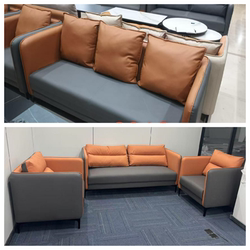Office Sofa, Business Casual Reception Room Sofa, Simple Modern Light Luxury Leather Sofa, Three-Seater Single Seat