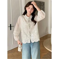 National Style Women's Shirt, New 2026 Spring Loose Slimming Blouse, Long-Sleeve Elegant New Chinese Style Shirt Top