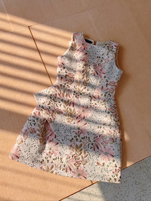 French jacquard vest skirt for women sweet high waist dress high-end small dress for women with golden style summer 2899

