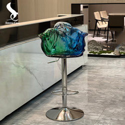 Italian-Style Bar Stool, Modern and Simple, Home Bar Chair, Swivel Lift High Stool, Front Desk Chair with Backrest, Island Bar Stool