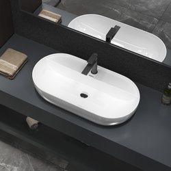 Dulivia Ceramic Countertop Basin Oval Wash Basin High-End Wash Basin Single Basin Large Size Thin Edge Wash Basin