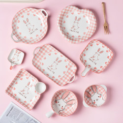 Ceramic cute girly rabbit series tableware