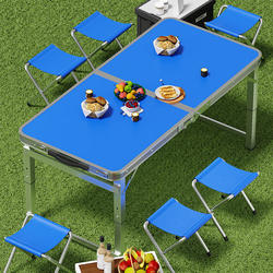 Folding Table for Outdoor Stall Setup, Portable Aluminum Alloy Camping Table and Chairs, Street Vendor Table