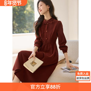 
Mohan Yimei retro Chinese style buckle stand-up collar puff sleeve dress 25 new winter white high waist slim skirt