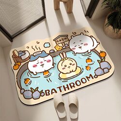 Cartoon New Jiyikawa Diatom Mud Bathroom Mat, Non-Slip, Water-Absorbent, Quick-Drying, Cute Foot Mat for Shower Room Entrance