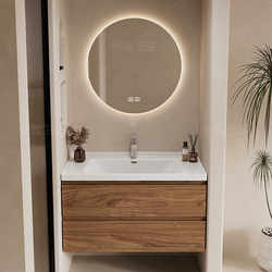 Black Walnut Color Bathroom Cabinet with Integrated Ceramic Washbasin and Sink Basin Cabinet Set