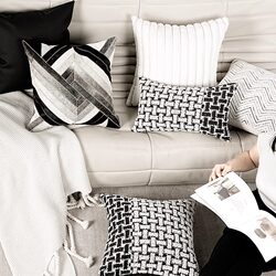 Nordic Minimalist High-End Throw Pillow, Classic Simple Line Combination, Square Throw Pillow, Sofa Lumbar Pillow, Headboard Cushion